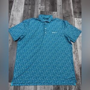 Johnnie-O Bali Printed Polo Tee Golf | Teal Prep-Formance Embroidered XXL